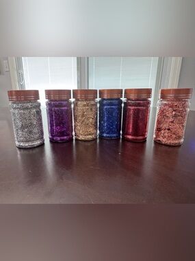 Assorted Metallic Flake Jars - Purple, Gold, Blue, Red